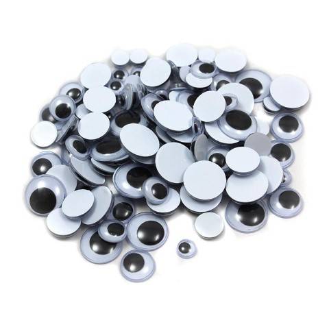 Wiggle Eyes, Assorted Round Sizes, Black 100 Per Bag