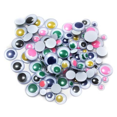 Wiggle Eyes, Assorted Sizes & Colors, 100 Per Bag