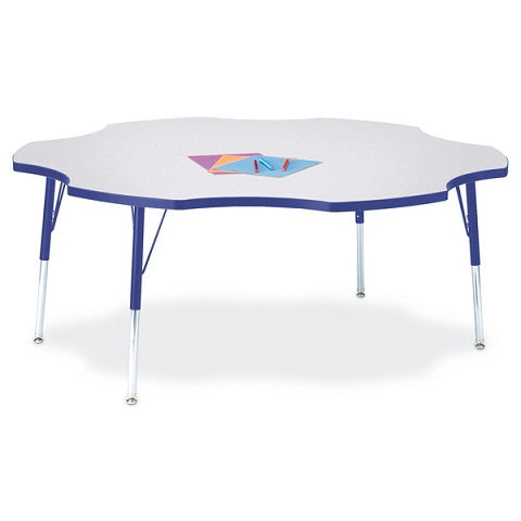 Berries® Four Leaf Activity Gray Table - 60", Color Trim Adjustable height