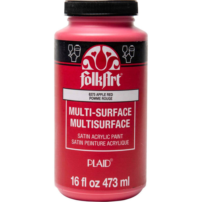 Acrylic Paint Multi-Surface Satin, 16oz., Apple Red