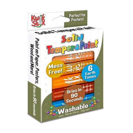 Kwik Stix Solid Tempera Paint Sticks, Earth Tones, 6 Colors - TPG676