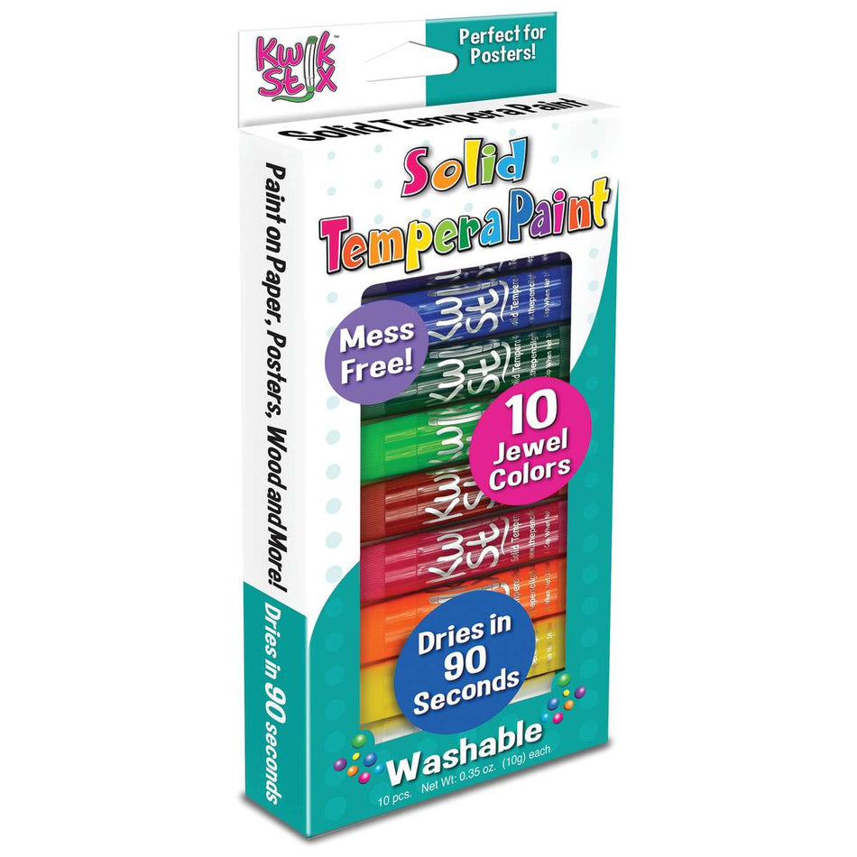 Kwik Stix Solid Tempera Paint Sticks  Jewel Tones 10 Colors - TPG678