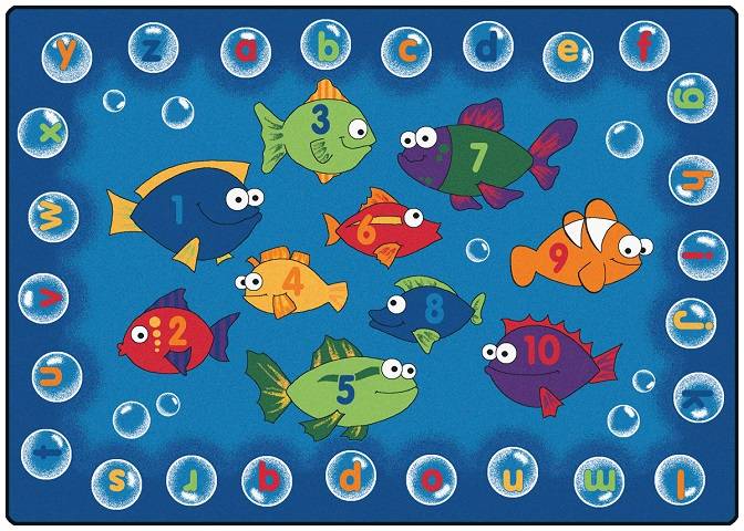 Kids Fishing for Literacy Rug, Carpet,  8' x 12' Rectangle