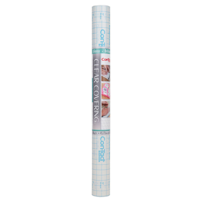 Clear Cover&trade; Adhesive Covering, Clear, 18" x 16 ft, Glossy