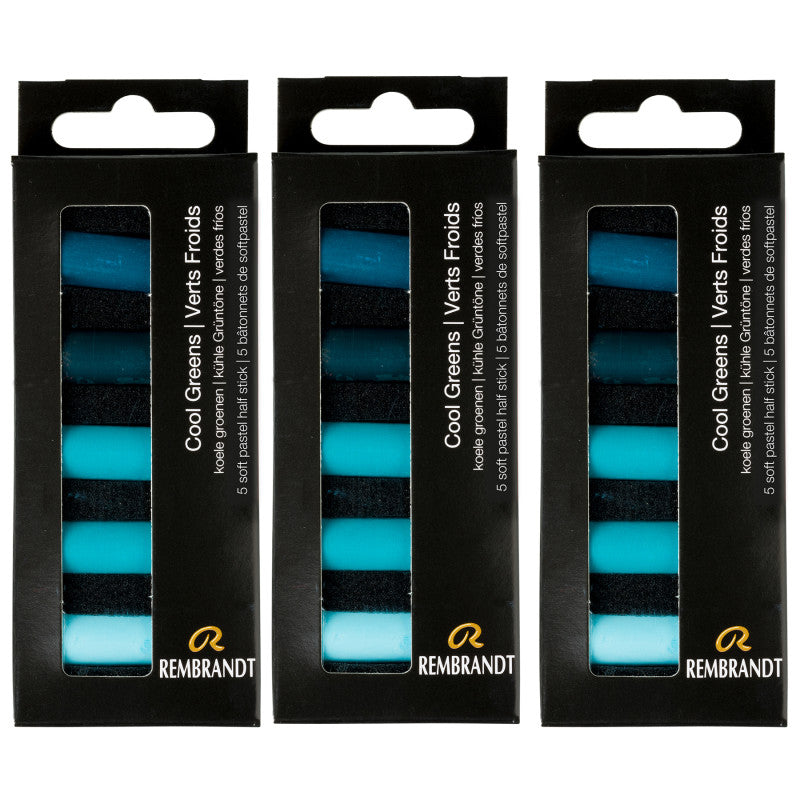 Soft Pastels Micro Sets, Cool Greens Per Set, 5 Half Sticks, 3 Sets
