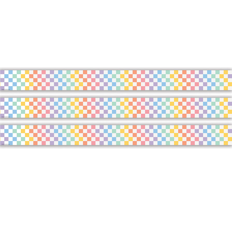 Cool for School Checkers Straight Border Trim, 35 Feet Per Pack, 3 Packs