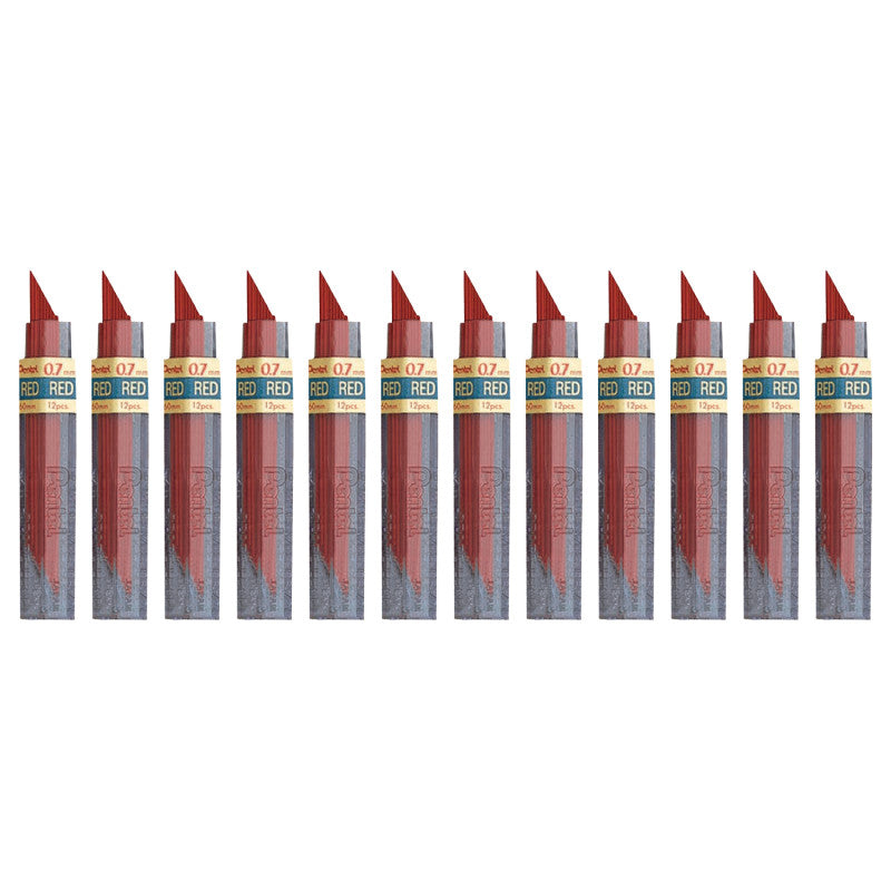 HB Super Hi-Polymer Leads, 0.7mm, Red, 12 Per Tube, 12 Tubes