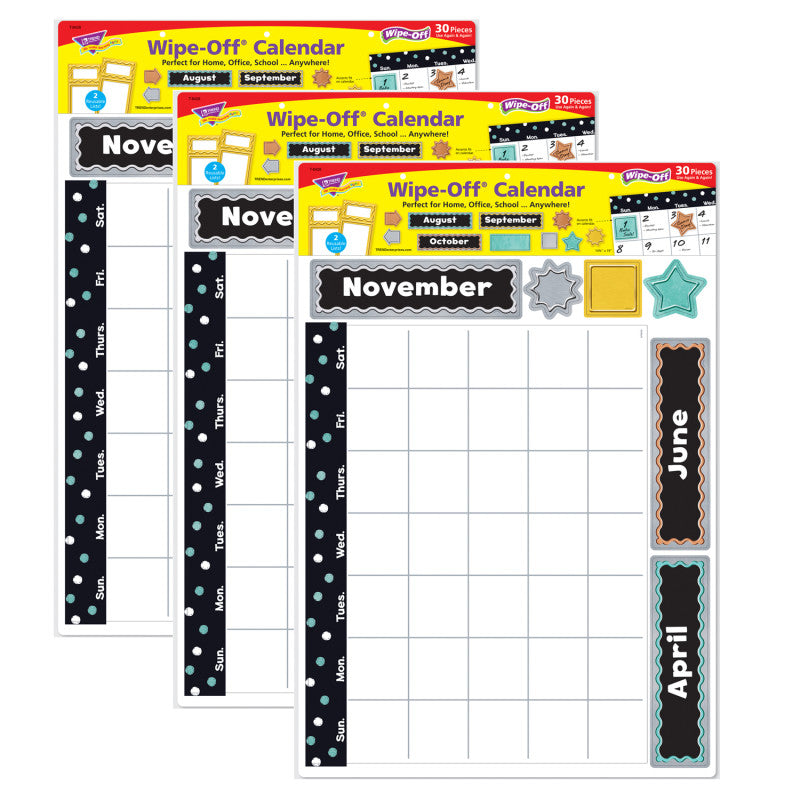 I &hearts; Metal&trade; Wipe-Off&reg; Calendar Bulletin Board Set, 3 Sets