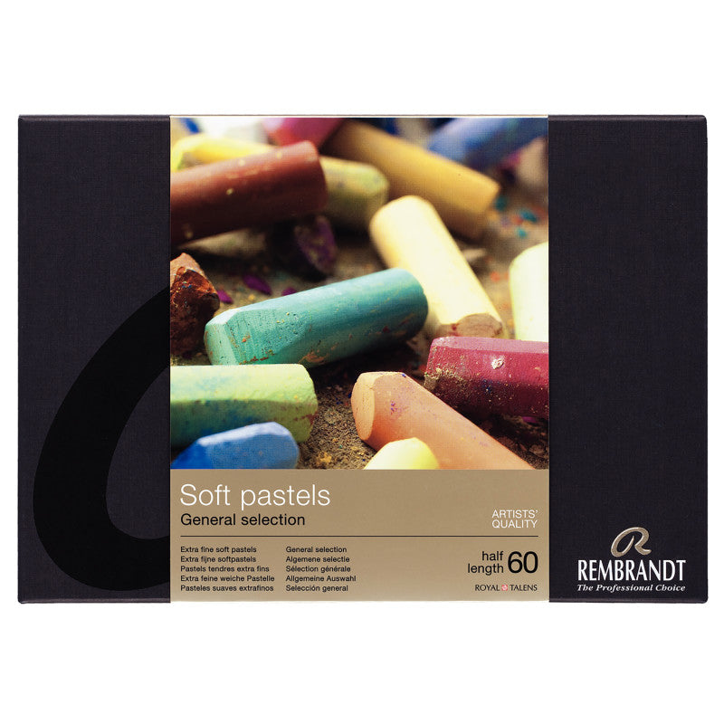 Soft Pastel Cardboard Box Set, General Selection, 60 Half Sticks
