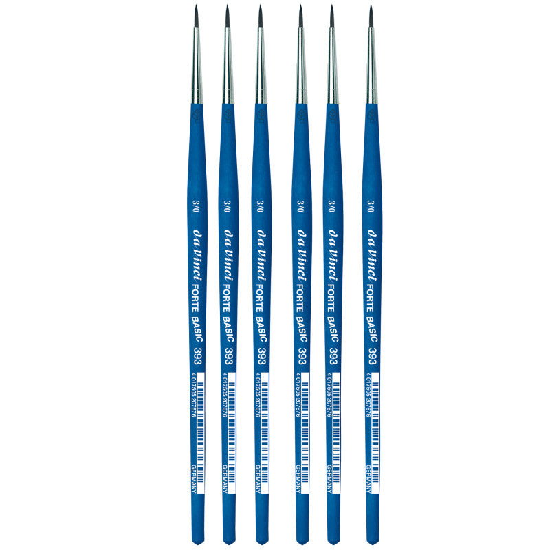 FORTE BASIC Student Brush, Synthetic, Acrylic, Round, Series 393, Size -3, Pack of 6