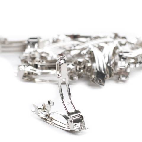 Silver Metal Spring Barrettes 2 1/4"  12/pack