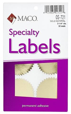 MACO Gold Foil Notarial Seals, 2-1/4 Inches in Diameter, 32 Per Box  OS-721