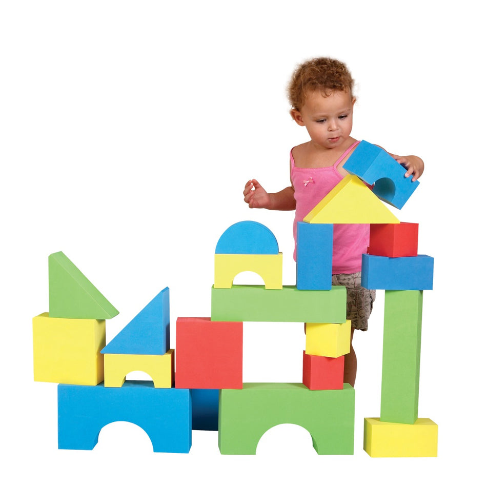 Color Edu-Blocks, BIG, 2-3/4" thick,  up to 12" x 6" long, Set of 32