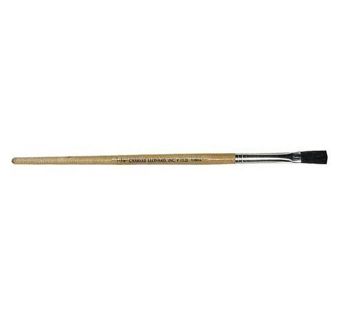 Long Handle Easel Flat Brushes, 1/4 Inch Wide x 7/8" Long, Black Bristle -12/Pkg