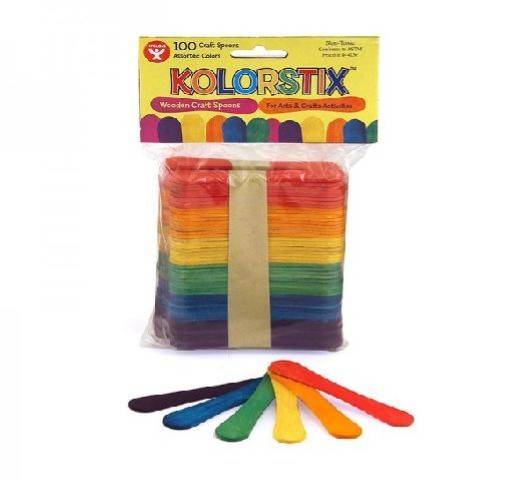 Hygloss Kolorstix Wood Craft Spoons - 3.75" Spoons, 100 ct.
