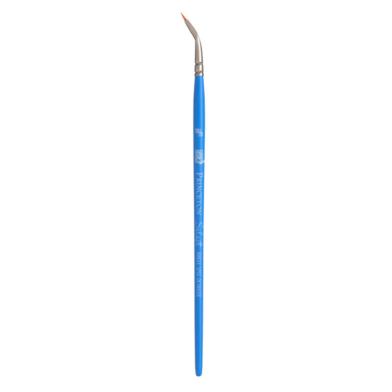 Select Artiste Angle Spot Detailer Brush, Synthetic Bristles, Short Handle Mixed Media Paintbrush, Jewel Blue, Size 10/0, 1 Count