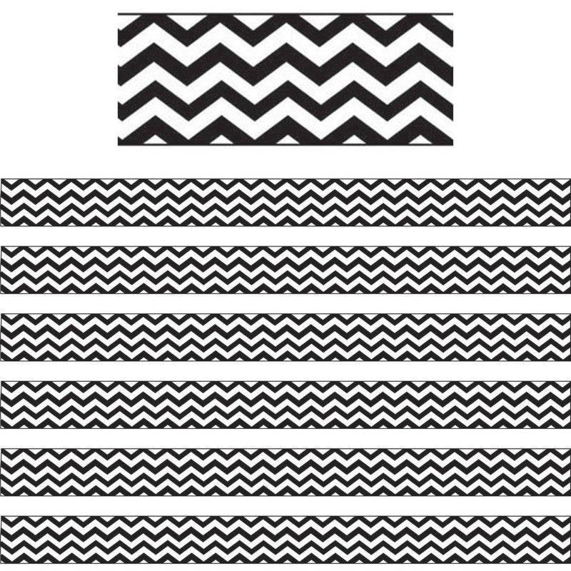 Magnetic Magi-Strips, Black Chevron, 12 Feet Per Pack, 6 Packs