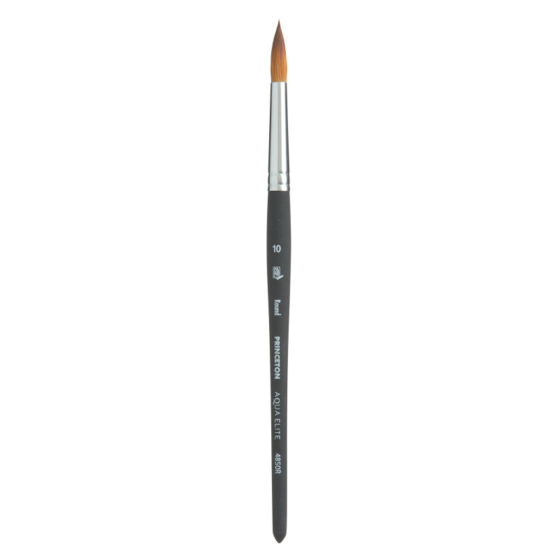 Aqua Elite Round Brush, Synthetic Bristles, Short Handle Watercolor Paintbrush, Matte Black, Size 10, 1 Count