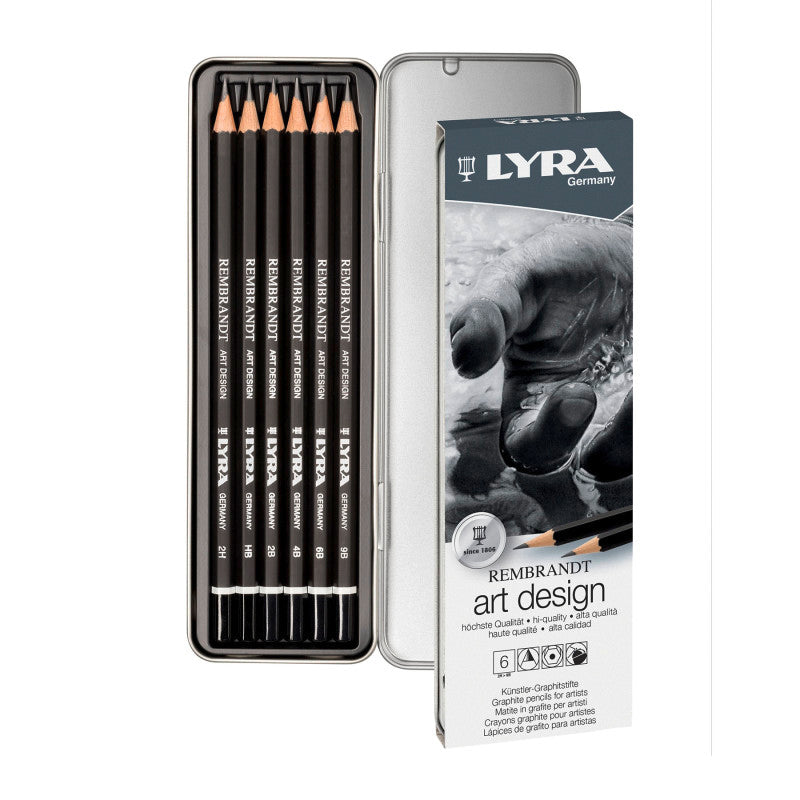 Rembrandt Art Design Graphite Drawing Pencil Set Tin, Assorted Colors, 6 Pieces