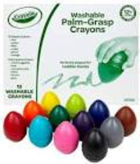 Crayola® Classpack  Washable Palm-Grasp  Crayons in Egg Shape, for Toddlers,12 Count (BIN811151)