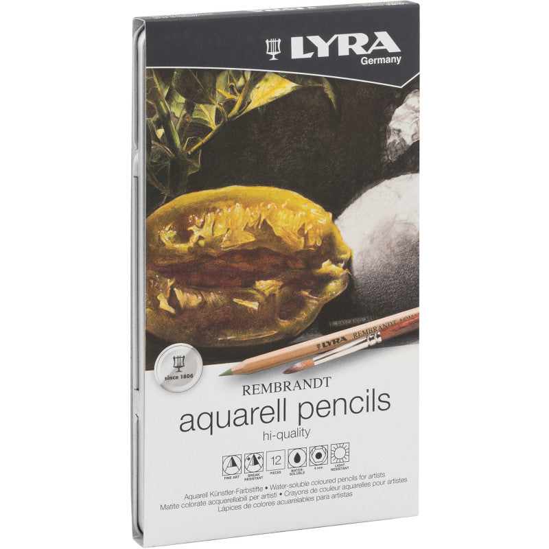 Rembrandt Aquarell Watercolor Pencil Set Tin, Assorted Colors, 12 Pieces