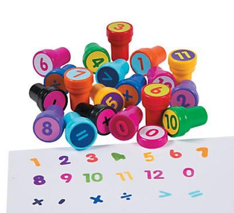 Plastic  Math Number Stampers - 19 piece set