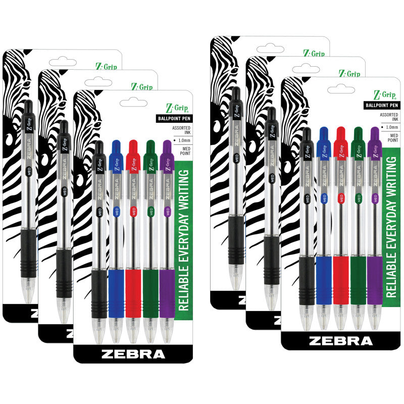 Z-Grip&reg; Ballpoint Retractable Pen, 1.0mm, Assorted, 5 Per Pack, 6 Packs