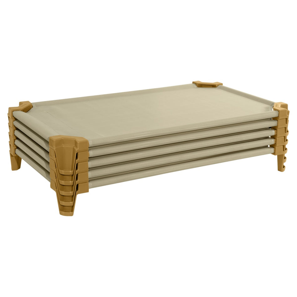 Toddler Cot Set of 5 ASSEMBLED - TAN,  40"L x 23"W x 5"H, (Wood Designs WD87844TN)