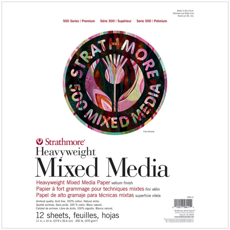 500 Series Mixed Media Pad, 12 Sheet, 11x14 inch, 1 Count