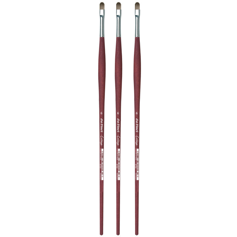COLLEGE Student Brush, Synthetic, Acrylic & Oil, Filbert, Series 8750, Size 6, Pack of 3