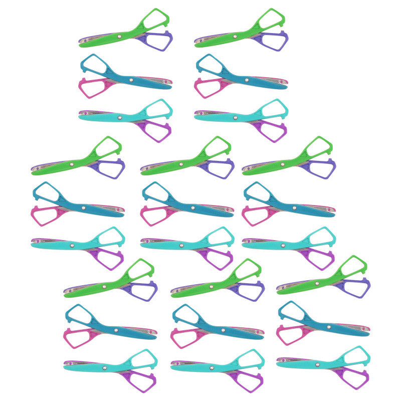 Economy Plastic Safety Scissors, 5-1/2" Blunt, Assorted Colors (No Color Choice), Pack of 24