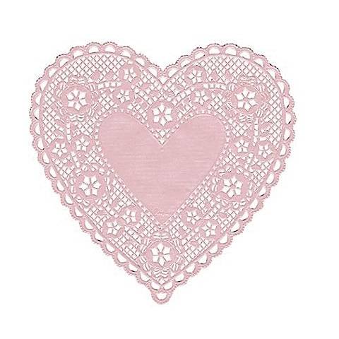 Hygloss Heart Paper Doilies  Decorative, Pink Lace Doilies, Disposable, 4” Diameter, 100 Pack (HYG91045)