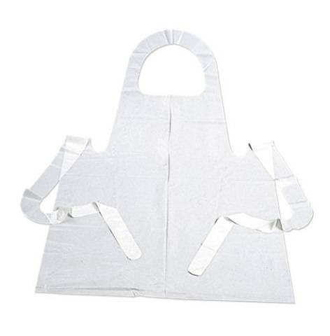 Disposable Paint Apron, Sleeveless,  Youth Size White Plastic, 100 Aprons per Pack