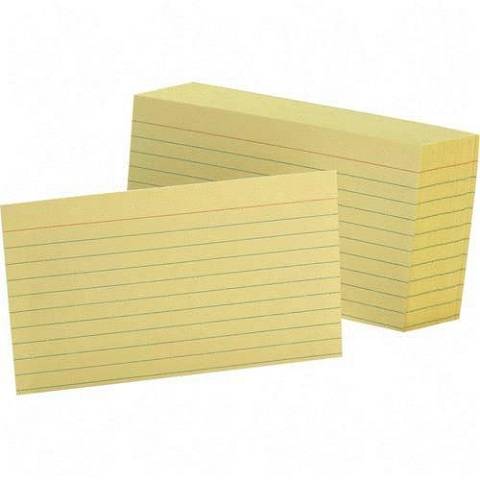 Guccco Colored Ruled Index Cards Canary 100/Pack  3 x 5