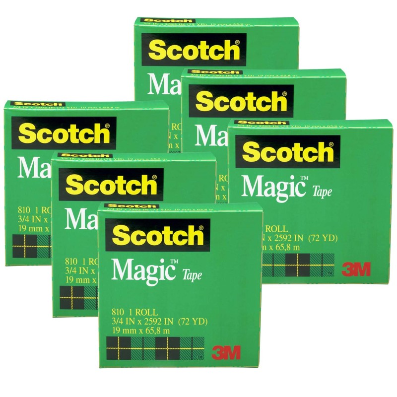 Magic&trade; Tape Refill Rolls, 3/4" x 1296" Per Roll, 6 Rolls