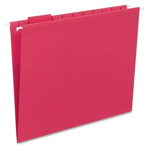 Hanging File Folder with Tab, 1/5-Cut Adjustable Tab, Legal Size, Red , 25 per Box