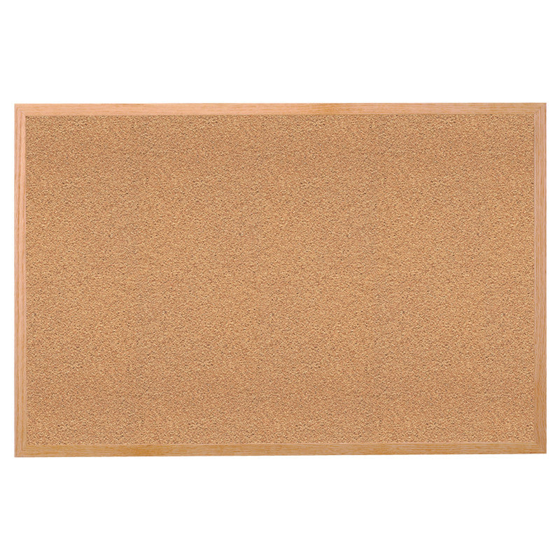 Natural Cork Bulletin Board with Wood Frame, 2'H x 3'W