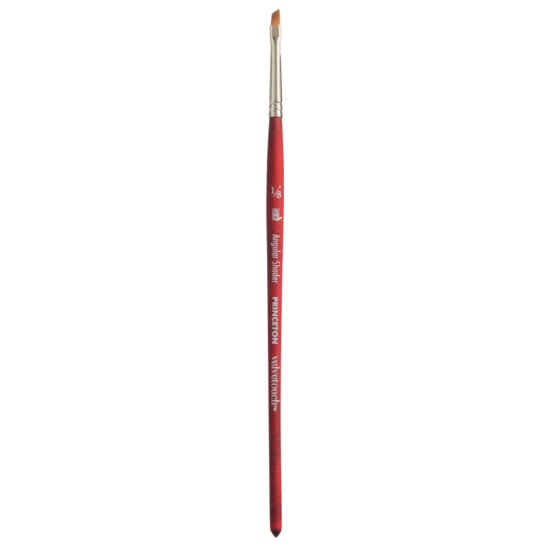 Velvetouch Angle Shader Brush, Synthetic Bristles, Short Handle Mixed Media Paintbrush, Scarlet, Size 1/8 inch, 1 Count
