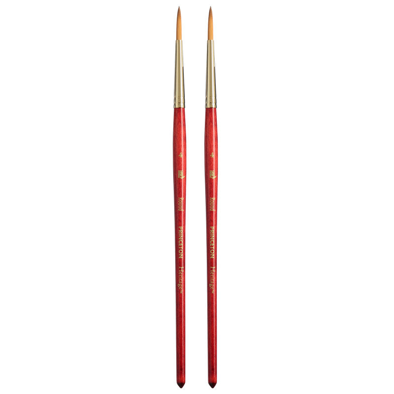 Heritage Round Brush, Synthetic Bristles, Short Handle Watercolor Paintbrush, Scarlet, Size 4, Pack of 2