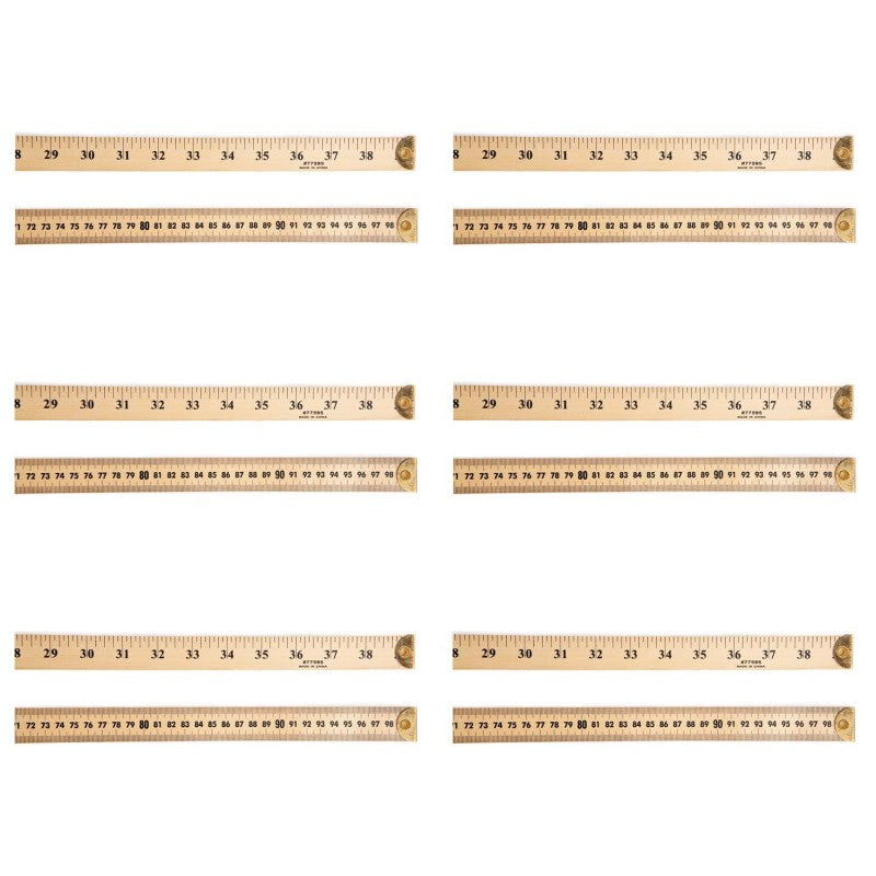 Meter Stick Ruler with Metal End, Pack of 6