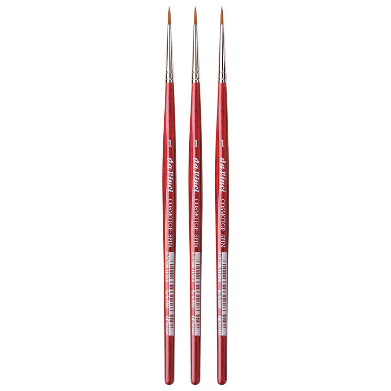 COSMOTOP-SPIN Silkpainting Brush, Synthetic, Watercolor, Round, Size 1, Pack of 3