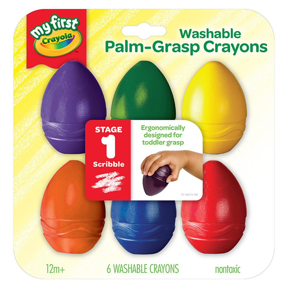Crayola® Washable Palm-Grasp Crayons in Egg Shape, for Toddlers, Pack of 6  (BIN811451)