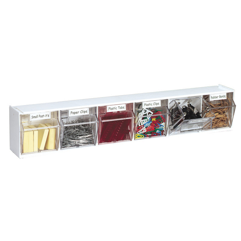 Tilt Bin&reg; Interlocking Storage Bins, 6-Bin Unit, White