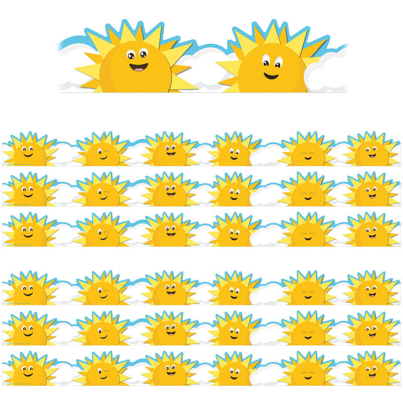 Growth Mindset Sun & Clouds Deco Trim&reg; Extra Wide Die-Cut, 37 Feet Per Pack, 6 Packs