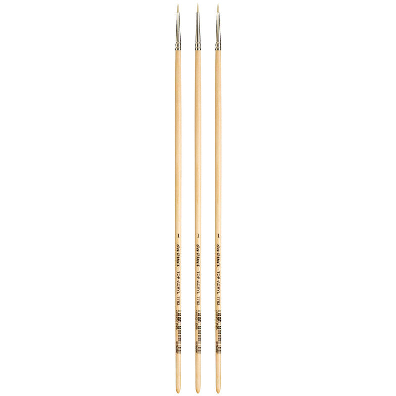 TOP-ACRYL White Brush, Synthetic, Acrylic & Oil, Round, Series 7782, Size 1, Pack of 3
