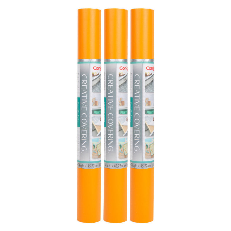 Creative Covering&trade; Adhesive Covering, Orange, 18" x 16 ft, Pack of 2