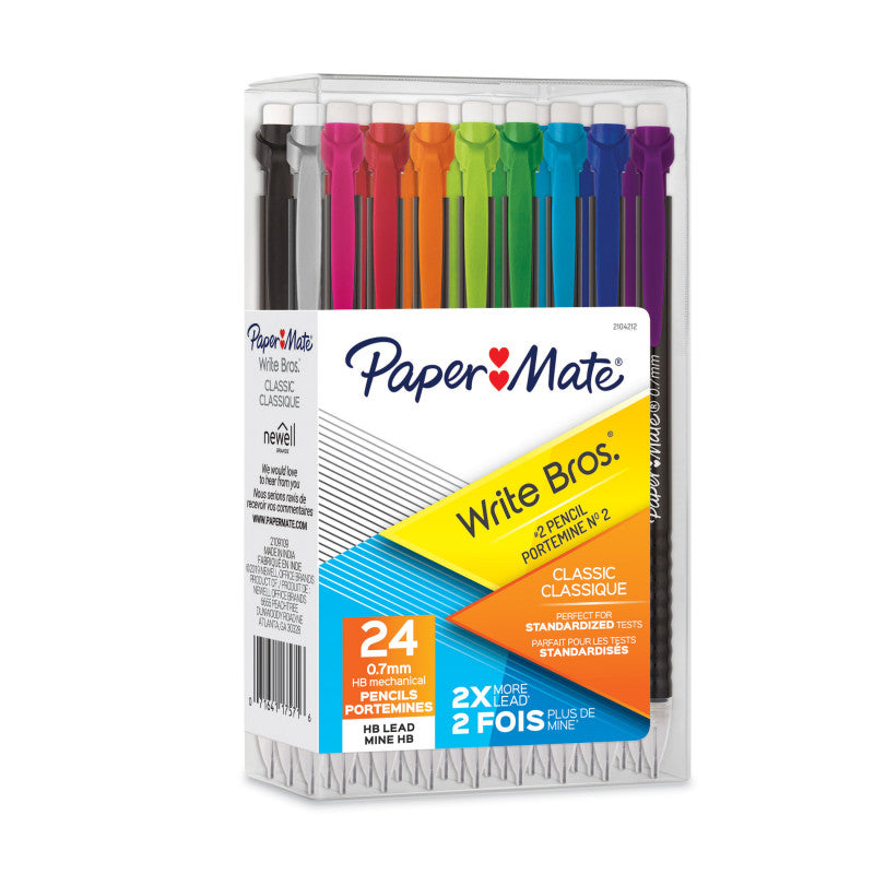 Write Bros&reg; Mechanical Pencil, 0.7mm, Assorted, Pack of 24