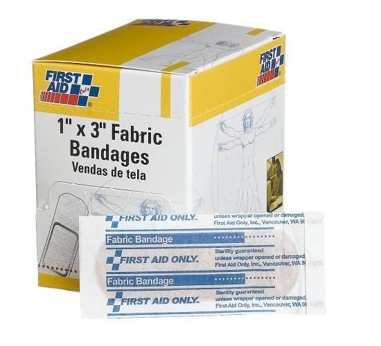 First Aid  1" X 3" Fabric Bandage, 50-Count Boxes