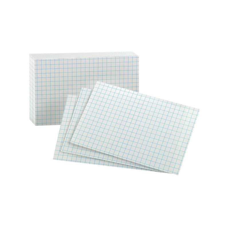 Graph Index Cards, 3" x 5", White, Pack of 100