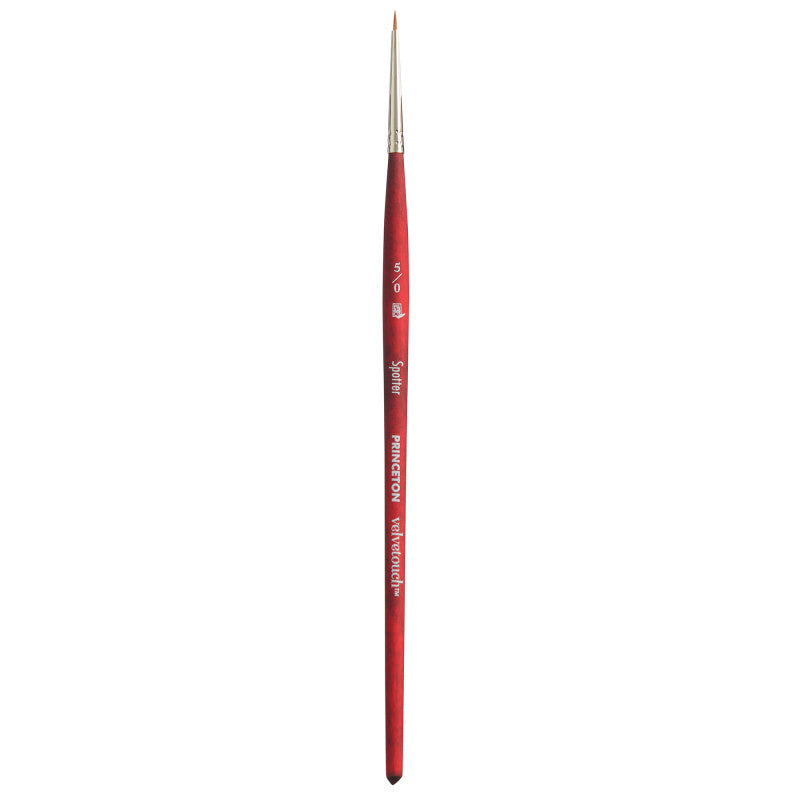 Velvetouch Spotter Brush, Synthetic Bristles, Short Handle Mixed Media Paintbrush, Scarlet, Size 5/0, 1 Count